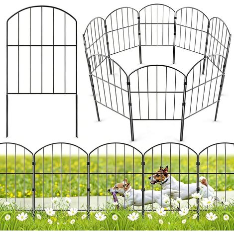 Clôture De Jardin, 10 Clôtures Pour Chiens Clôtures à Piquets Arqués Clôture Décoratives En Métal Antirouille Pour Chiens Et Lapins Terrasse Extérieure 61x33 Cm Sans Creuser (1/5)