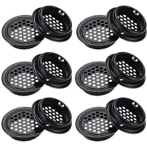 Grille de ventilation ronde 2025, 35 mm, 30 pièces, noire, pour placard de salle de bain, armoire ou meuble à chaussures. (1/5)