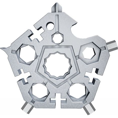 Outil Multifonction Flocon de Neige 23 en 1, 2Pcs Mini Tournevis Passe-partout en acier inoxydable Outil multifonction pour Voyages Quotidien Cadeau Créativité，Argent (1/5)