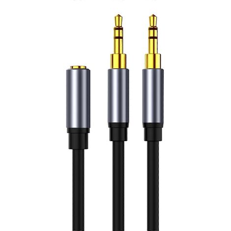 Adaptateur Audio 3.5mm Femelle vers 2 Mâles pour Casque - Double Sortie (1/4)
