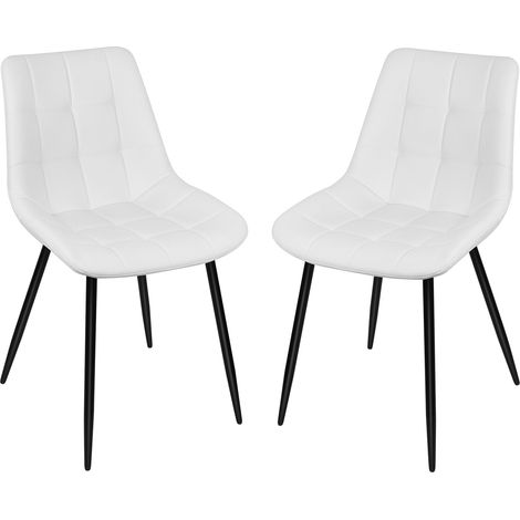 Lot de 2 Chaises de Salle à Manger en Simili Cuir Chaises de cuisine tapissées Blanc (1/5)