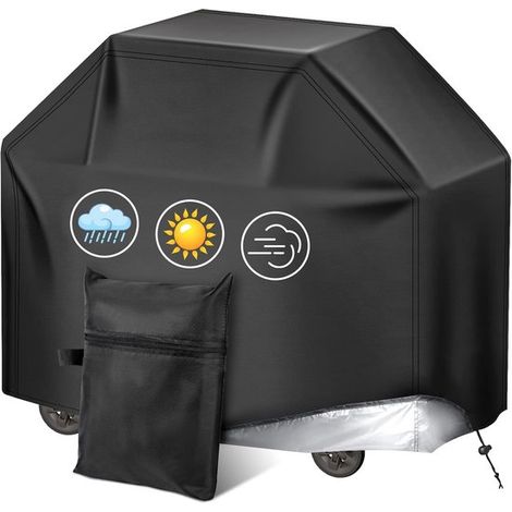 Telo di copertura per barbecue da esterno – Oxford 210D, resistente ai raggi UV e agli strappi, universale per barbecue a gas, 145x61x117 cm, resistente e impermeabile, nero (1/5)