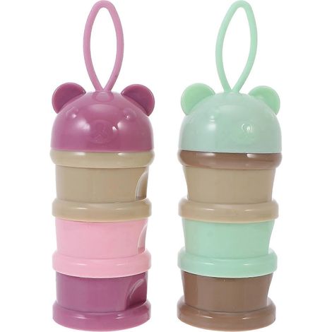 Lot de 2 boîtes de rangement pour lait en poudre, distributeur de lait infantile, boîte de rangement à trois compartiments pour lait infantile (1/3)