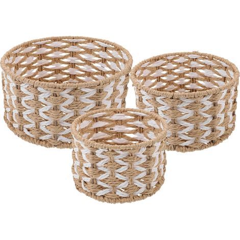 Paniers de rangement tressés, caisses de rangement empilables, boîtes de rangement pour produits cosmétiques, adaptés aux salles de bains, buanderies, garde-manger et armoires.