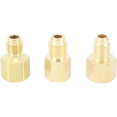 3 Pièces Adaptateur de Climatiseur, Adaptateur de Réservoir de Réfrigérant en Laiton Adaptateur de Pompe à Vide Raccord de Réfrigération Portable (1/4)