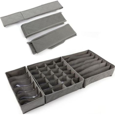 Boîte De Rangement Pliable - Non-Tissé - 33x31x9,5 Cm - Pour Sous-Vêtements Et Lingerie - 1 Pièce (1/4)