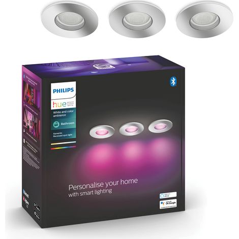 Philips Hue White and Color Ambiance Xamento Spots encastrés chrome 3x5.7W, compatible Bluetooth, fonctionne avec Alexa, Google Assistant et Apple Homekit (1/5)