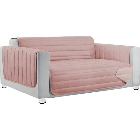 Copridivano Imbottito Double Face Trapuntato Salva Proteggi Divano Morbido Elegante Rosa - 4 Posti