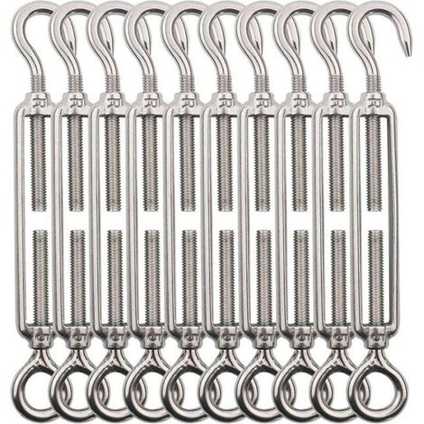 Tenditori ad occhiello M5, confezione da 10, tenditori in filo di acciaio inossidabile, tenditori regolabili per impieghi gravosi, adatti per giardini e lampadari da esterno. (1/4)