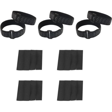 Set de 6 sangles de bottes antidérapantes avec passants de ceinture fixes - Noir - 2,5 cm x 40 cm - Avec 48 bandes adhésives - Bracelets antidérapantes avec Riem fixe - Nylon (1/4)