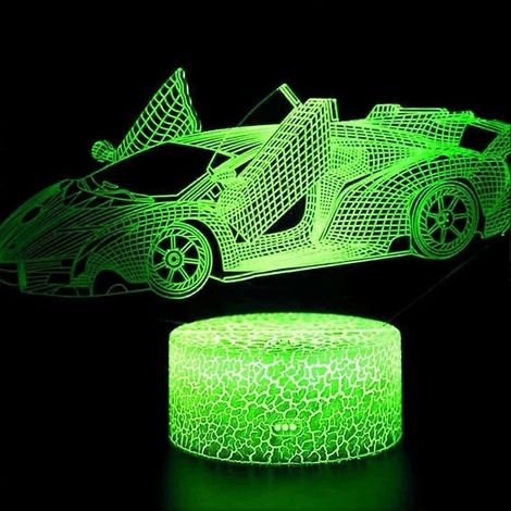 Veilleuse 7 couleurs changeantes, lumière d'ambiance 3D, lampe LED à illusion d'optique 3D pour enfants, jouet, cadeau de Noël ou d'anniversaire, voiture de course (1/5)
