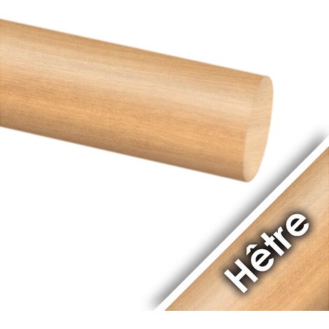 Main courante ronde Ø 42 mm en bois - longueur 3000 mm - hêtre brut - DESIGN PRODUCTION (1/2)