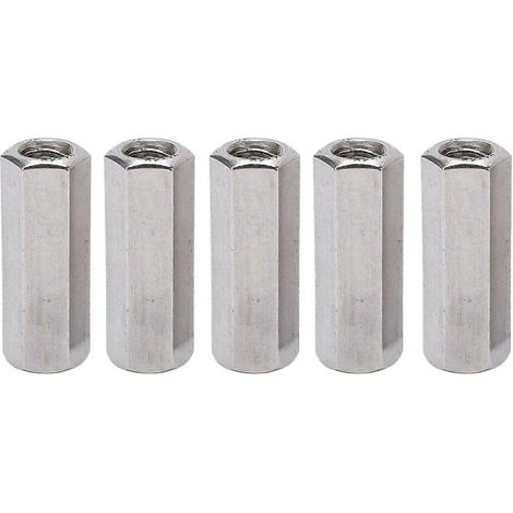 5-teiliges Set silberner M12-Sechskant-Kupplungsmuttern, korrosionsbeständig, aus robustem Edelstahl 304