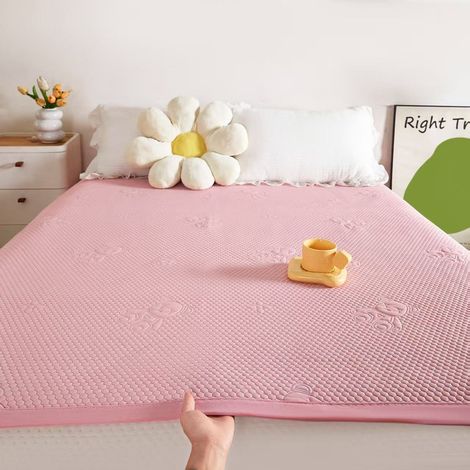 Drap rafraîchissant d'été pour lit simple et double – Drap de lit effet frais et respirant – Confort thermique pour des nuits plus agréables (Rose - 200 × 220 cm)
