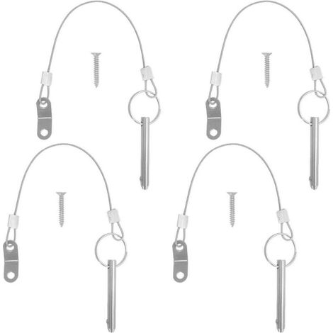 Lot de 4 goupilles à dégagement rapide, diamètre de goupille supérieure de 6,3 mm, longueur totale de 51 mm, longueur effective de 40 mm avec cordons en acier inoxydable 316