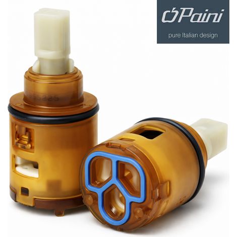 Schläfer 4500325 - Cartuccia di Ricambio Miscelatore Paini D.25 aperta, 53CC956G2510, Galatron G25, Bassa (25mm x H 54mm) 2 piedini per Rubinetto Bagno e Cucina, Kit Riparazione Antigoccia (1/4)