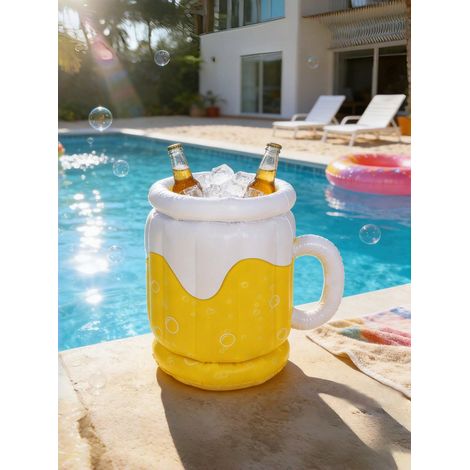 Refroidisseur de boisson seau à bière gonflable 1 pièce, porte-verres flottant en plastique ABS pour fêtes, plages, piscines, seau à glace portable, multicolore (deuxième). (1/5)