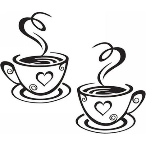Wandaufkleber im Kaffeetassen-Design, Wandtattoos für Zuhause, Dekoration für Küche und Restaurant (1/5)