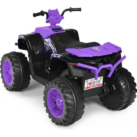 Quad eléctrico para niños de 12 V con música y luces, morado
