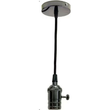 Lampadario Portalampada a Sospensione 2M Vintage Nero Effetto Metallo E27 60W (1/6)