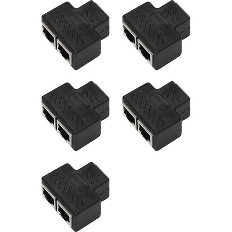2-Port RJ45 Splitter-Adapter für lokale Netzwerke (LAN), Ethernet-Erweiterung, 5er-Pack (1/5)