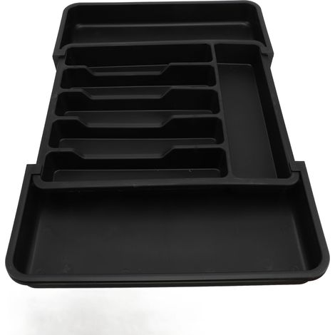 Scatola portaoggetti Silver Case, portaposate regolabile, cassetto in plastica estensibile