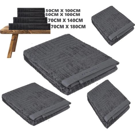 Lot de 4 serviettes très absorbantes de couleur anthracite. (1/5)