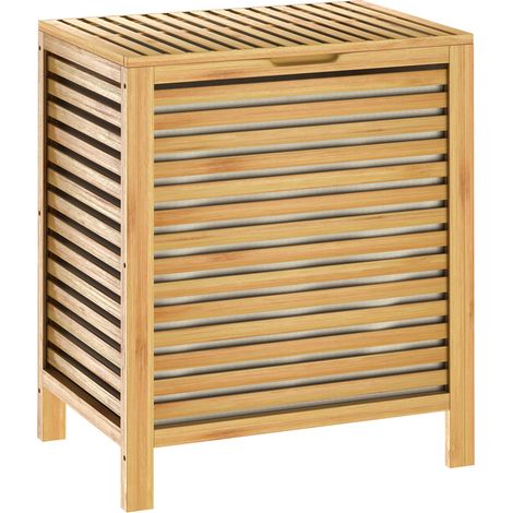 CASARIA® Bamboo Laundry Basket Removable Cotton Liner Ventilated Design to Prevent Odours Sturdy & Moisture-Resistant Ideal for Bathroom, Bedroom & More 1x (1/5)