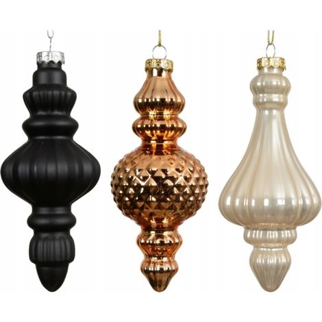 Boule de Noël, pendentif en verre, 15 cm, élégante, 1 pièce (1/3)