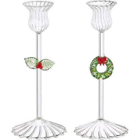 PORTACANDELE NATALIZIO CON CORONA O AGRIFOGLIO 2 ASSORTIMENTI PREZZO CAD