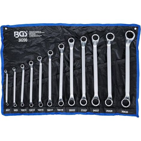 Jeu de Clés à Oeil Doubles Contre-Coudées 6-32 mm - 12 pcs - Acier Résistant et Pratique pour Mécanique - D-Work