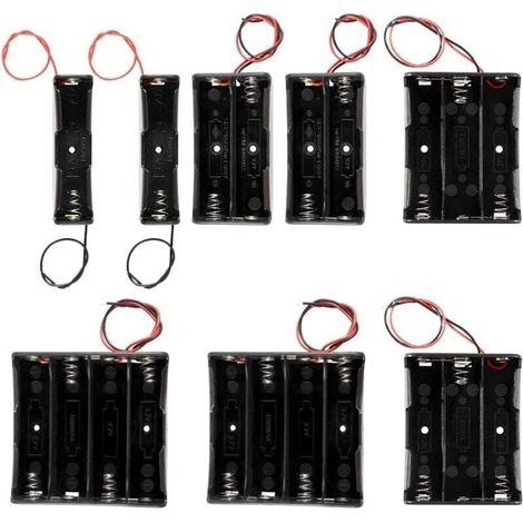 Lot de 8 supports de piles 18650 1/2/3/4 x 3,7 V, boîte de rangement en plastique avec fil conducteur (1/5)