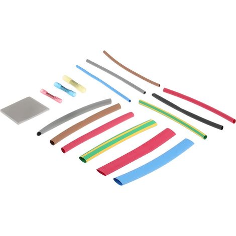 Kit de gaine de câble RS PRO Noir, bleu, vert/jaune, rouge, blanc 110mm Polyoléfine, rétreint: 2:1 3.2 mm, 4.8 mm, 6.4 ( Prix pour 1 Kit )