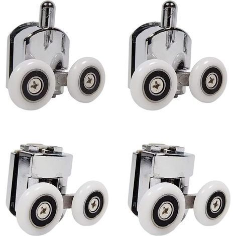 4er-Set Duschräder mit doppelter Schiebetür (2 oben + 2 unten) (25 mm – 2 oben + 2 unten) (1/3)