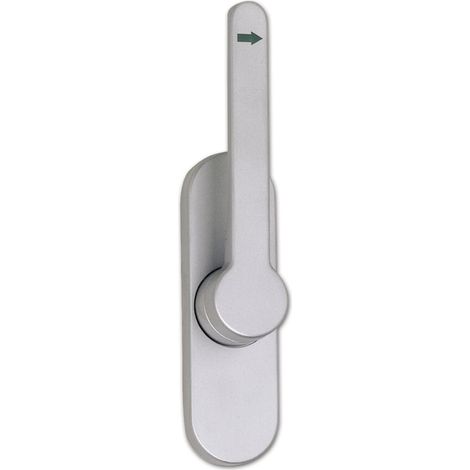 Türtreibriegel aufliegend Pfeil, rund, rechts, Hub 25 mm, silber eloxiert