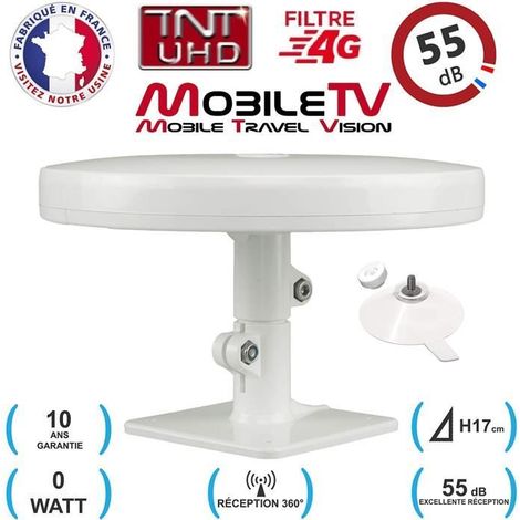 Antenne TV - Omni Pro Plus - UHD 4G - 55dB - Fixation Ventouses - Camping Car/Camion/Fourgon