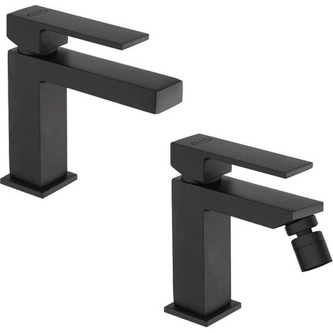 Coppia miscelatori lavabo e bidet nero opaco serie Twinkle di Jacuzzi Rubinetteria per piletta click clack (1/5)