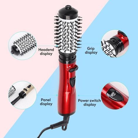 (ROUGE)Brosse à Lisser Électrique 2 en 1 - 1000W - Technologie Ions Négatifs - Rotation 360° (1/5)