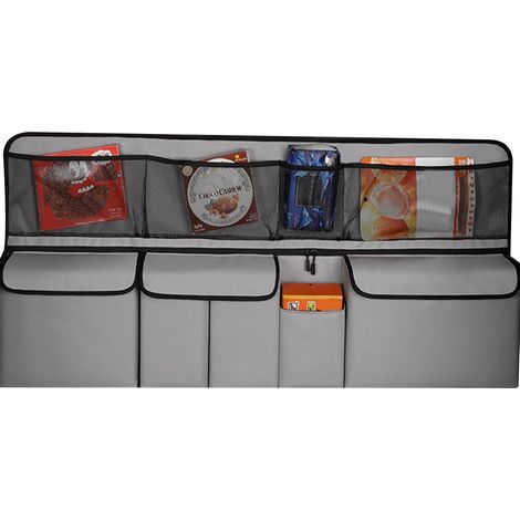 Organisateur de siège arrière - Filet de rangement de chargement - Séparateur de siège de voiture - Disposition de compartiment pliable avec sangles réglables - Organisateur multifonctionnel conçu (1/5)