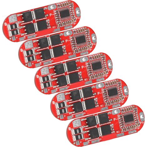 5 Stück Lithium-Batterieschutzplatinen, Lade- und Entlademodul 1–5S 3,7 V 20 A für ternäre Zellen (1/5)