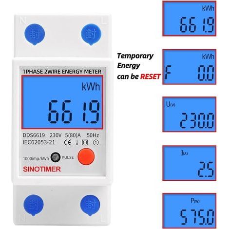 Sous compteur électrique monophasé 45A – Certifié MID – Affichage LCD, modulaire et fiable (1/5)
