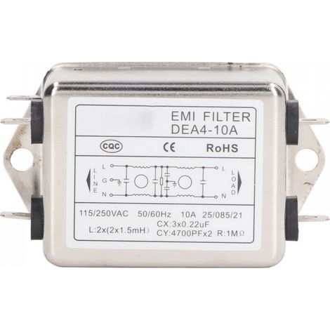 Filtre De Ligne Électrique Suppresseur De Bruit Filtre d'Alimentation Emi Suppresseur De Bruit Purificateur Audio Ac Monophasé Ac115v/250v 50/60hz 10a Type De Puce (1/5)