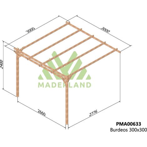 Pérgola de Madera Maciza Adosada Burdeos (Maderland) - Gardeneas - 300 x 300 cm (1/3)