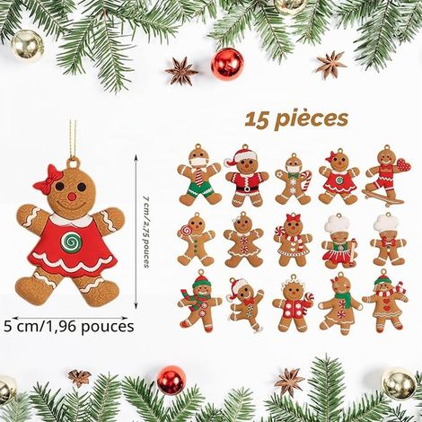 Bonhomme Pain d'Epice Cordes,Décorations Sapin Noël Pain d'Épice, Décoration Noel (1/3)