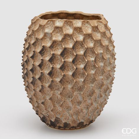 EDG Enzo De Gasperi Vaso Chakra Scaglie H 39,5 Cm D 34 Cm Waterproof Hazelnut (1/3)