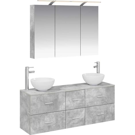 Ensemble de mobilier de salle de bain 4 pcs Gris béton vidaXL (1/5)