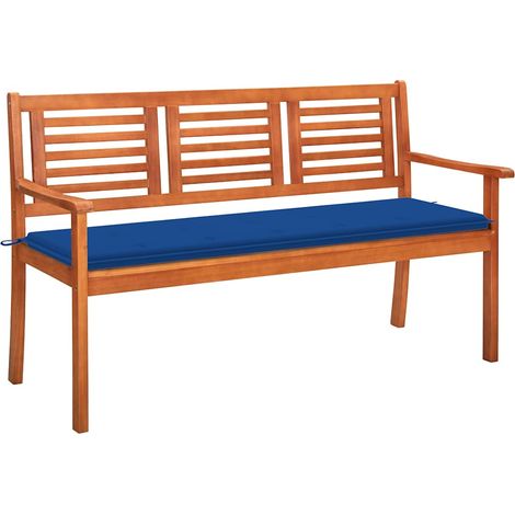 vidaXL Banco de jardín 3 plazas madera maciza eucalipto y cojín 150 cm (1/5)