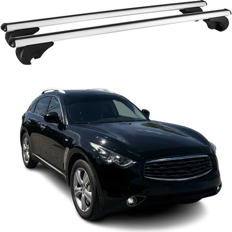 OMAC Aluminium Dachträger Querträger für Infiniti FX35 2003-2008 – TÜV / DIN 75302:2019 – Abschließbar – Max. 75 kg – 2 Stangen Silber (1/5)