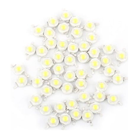 QORVA- Ampoule LED SMD 1W, 50 pièces, puce de perles pour projecteur domestique, haute puissance, blanc froid (1/4)
