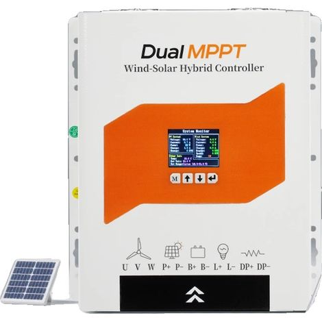 Controlador de carga híbrido, gestión eficiente de energía, diseño duradero, 12V 24V 48V AUTO, 6000W eólico, 2000W solar, híbrido eólico-solar externo (1/2)